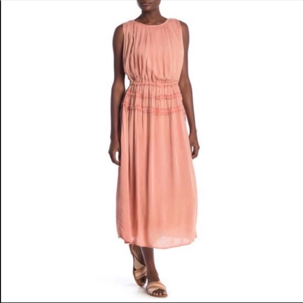 Boho Me Sunset Smocked Waist Cover-Up Midi Dress Size XS